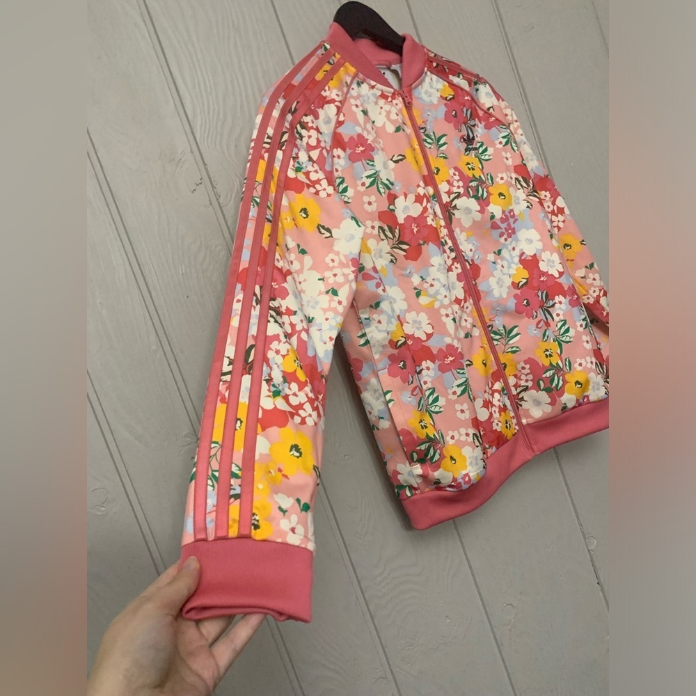 Adidas X HER Studio London Track Jacket Pink Floral Full-Zip Girls XL - Picture 4 of 7